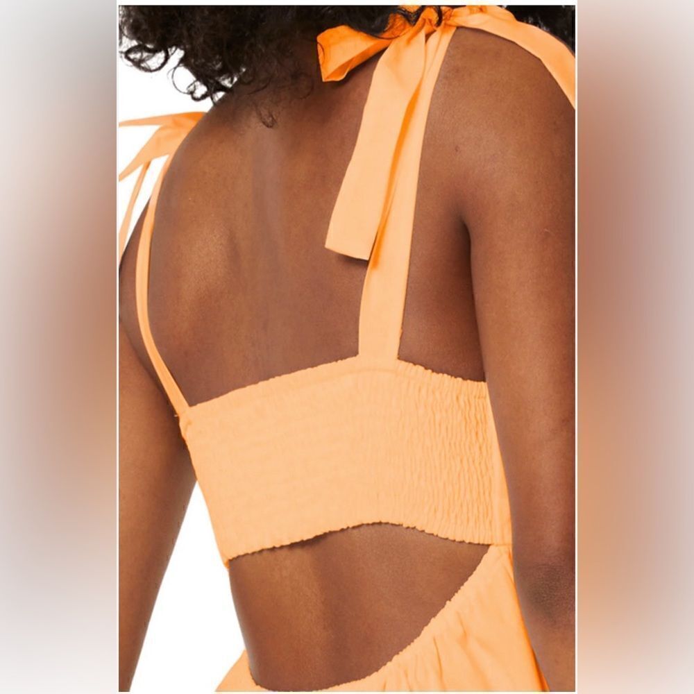 REVOLVE Misa Serafina square neck sundress cottagecore Tangerine cut out NWT M - Picture 3 of 11